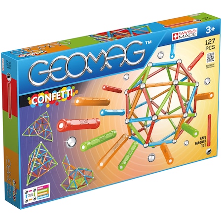 Geomag Geomag Confetti, Magnetic Rod and Ball Building Set, 127 Pieces 354
